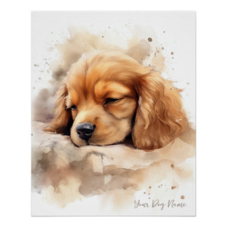 Super cute angel sleeping puppy Cocker Spaniel Dog Poster