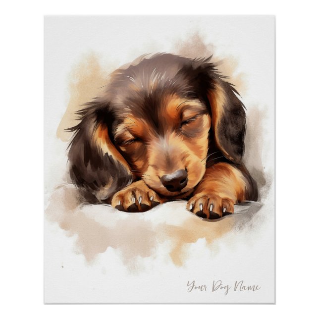 Super cute angel sleeping puppy Dachshund Dog 002  Poster (Front)