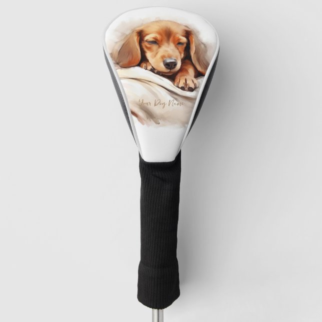 Super cute angel sleeping puppy Dachshund Dog 003  Golf Head Cover (Front)