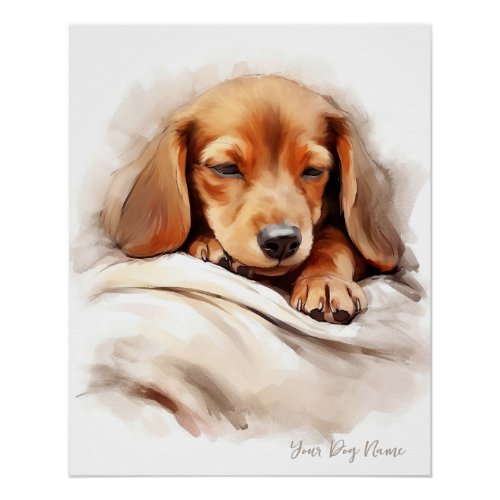 Super cute angel sleeping puppy Dachshund Dog 003  Poster