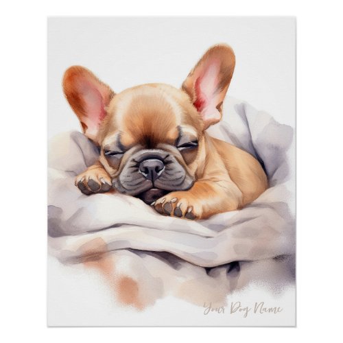 Super cute angel sleeping puppy French Bulldog 001 Poster