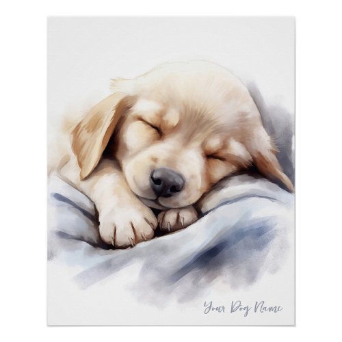 Super cute angel sleeping puppy Labrador Retriever Poster