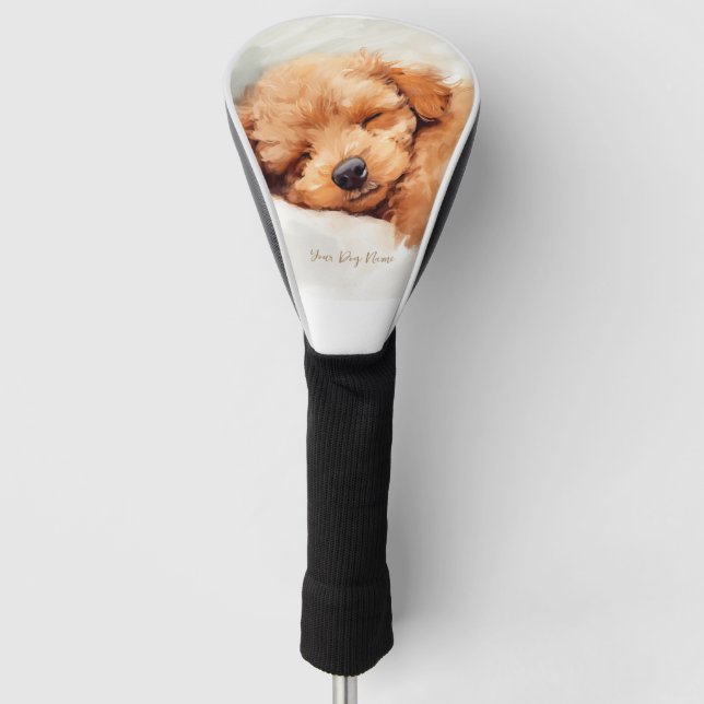Super cute angel sleeping puppy Poodle Dog 002 Golf Head Cover (Front)
