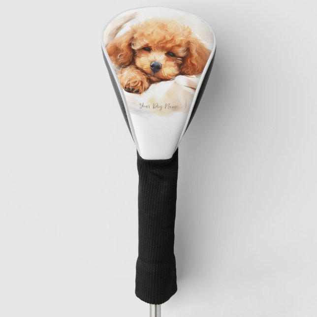 Super cute angel sleeping puppy Poodle Dog 003 Golf Head Cover (Front)