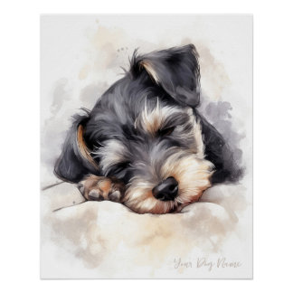 Super cute angel sleeping puppy Schnauzer Dog 004 Poster