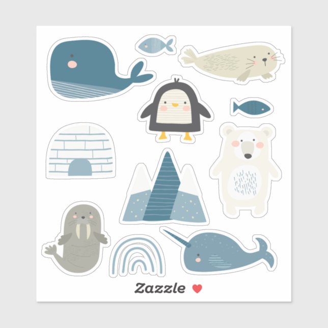 Super cute artic animals and fish themed   sticker (Sheet)