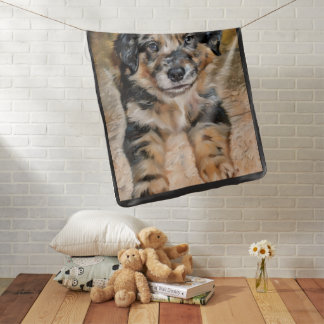Super Cute Australian Shepard Puppy Baby Blanket