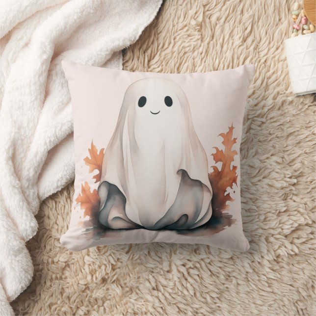 Super Cute Autumn Leaves Halloween Throw Pillow (Blanket)