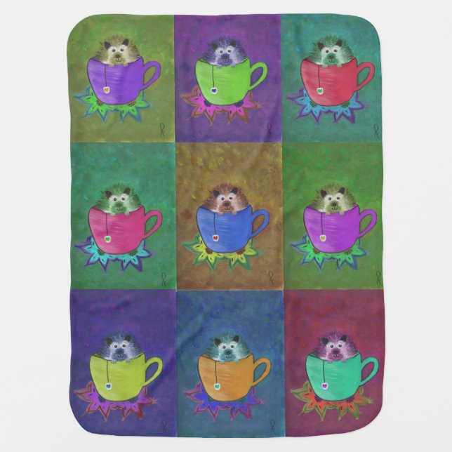Super Cute Baby Hedgehog in Tea Cup Baby Blanket (Front)