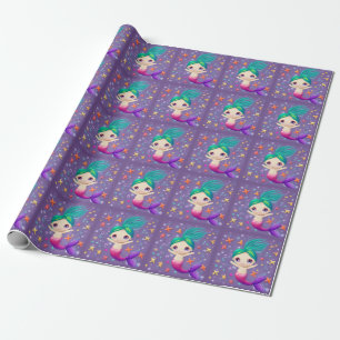 Super Cute Baby Mermaid Wrapping Paper