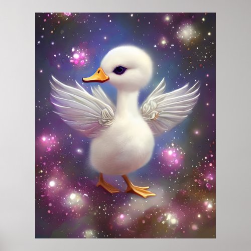 Super Cute Baby Swan Graphic Poster
