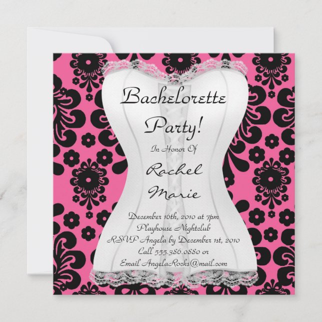 Super Cute Bachelorette Party Invitation (Front)