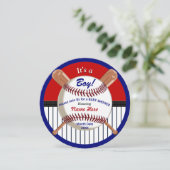 Super Cute Baseball Baby Shower Invitations (Standing Front)