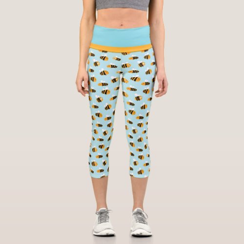 Super Cute Bee Pattern  Capri Leggings