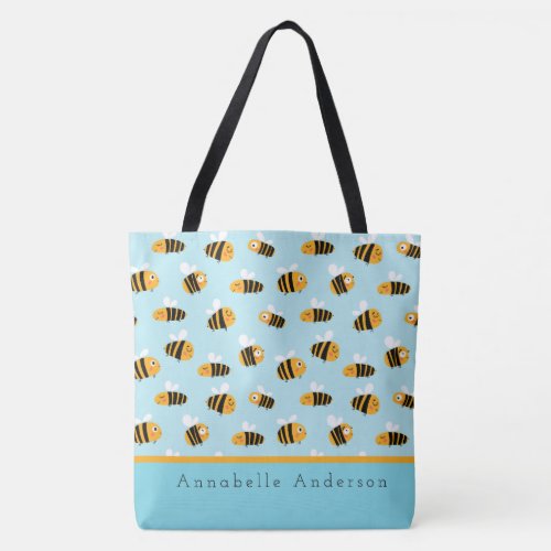 Super Cute Bee Pattern Personalize Tote Bag