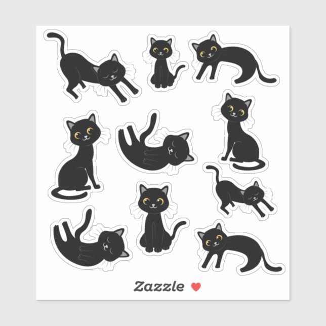 Super cute Black Cats Sticker (Sheet)
