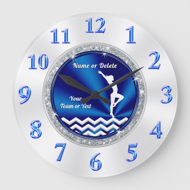 Super Cute Blue and White Gymnastics Clock (Front)