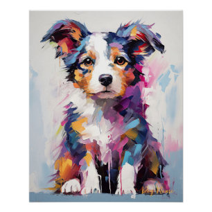 Super Cute Border Collie Dog Puppy 001 - Xeno Luci Poster