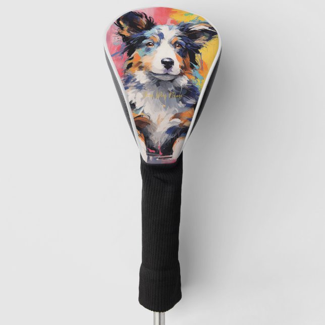 Super Cute Border Collie Dog Puppy 003 - Xeno Luci Golf Head Cover (Front)