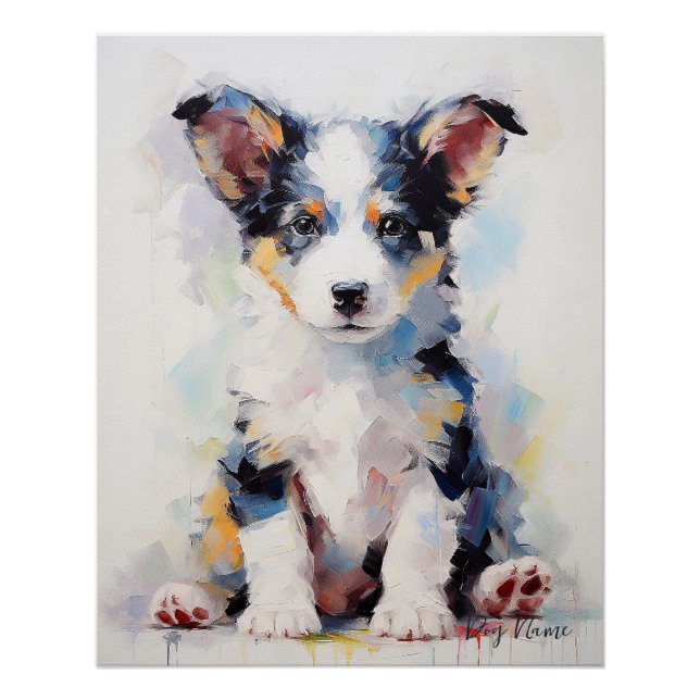 Super Cute Border Collie Dog Puppy 005 - Xeno Luci Poster (Front)