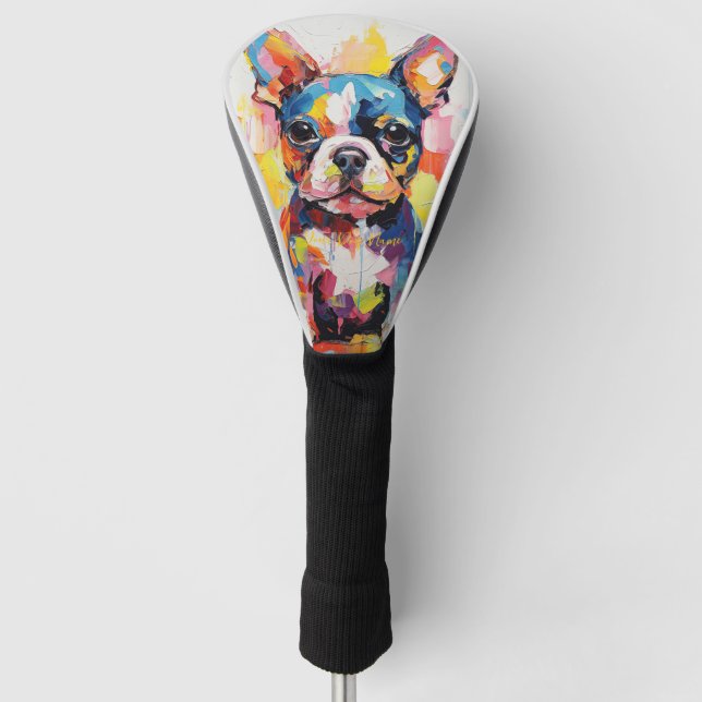 Super Cute Boston Terrier Dog Puppy 004 - Xeno Luc Golf Head Cover (Front)