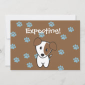 Super Cute Brown and Blue Terrier Baby Shower Invitation (Back)
