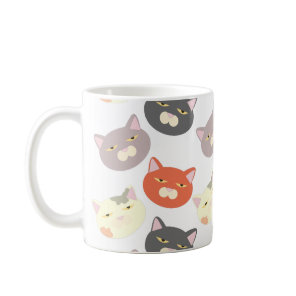 Super Cute Cat Heads Cartoon Fun Pattern Coffee Mug