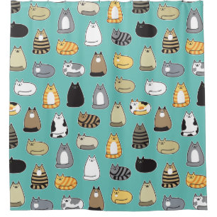 Super Cute Cat Pattern, Choose Your Color Shower Curtain
