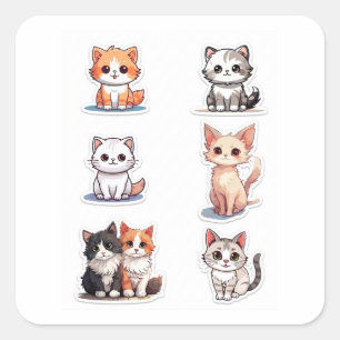 Super Cute Chibi Kitten Stickers Collection - Pack