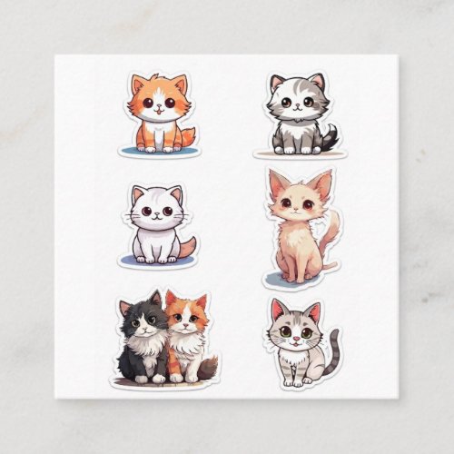Super Cute Chibi Kitten Stickers Collection - Pack Square Business Card