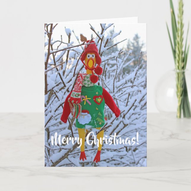 Super Cute Chicken Christmas Greeting Card! Holiday Card (Front)