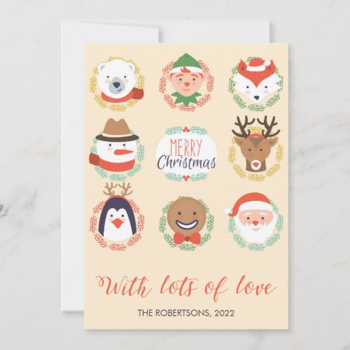 Super Cute Christmas Characters Theme Card