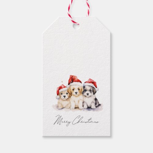 Super cute Christmas puppies Gift Tags