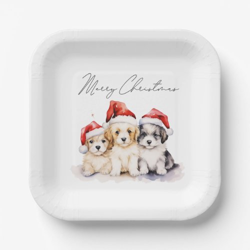 Super cute Christmas puppies Paper Plates
