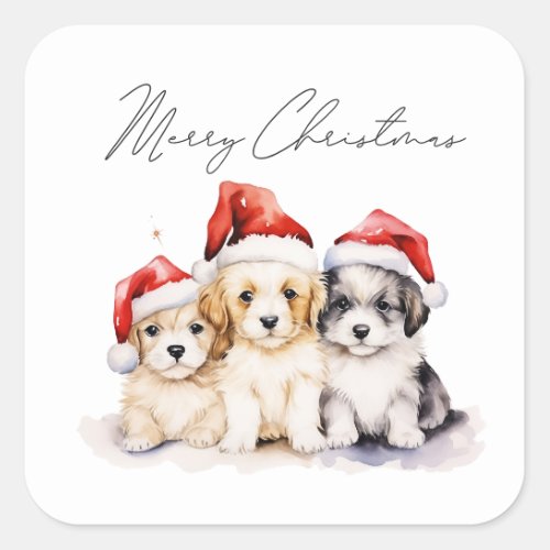 Super cute Christmas puppies Square Sticker