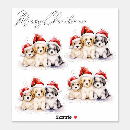 Super cute Christmas puppies Sticker