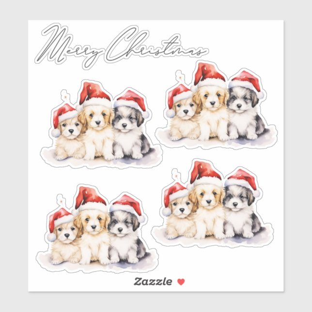 Super cute Christmas puppies Sticker (Sheet)