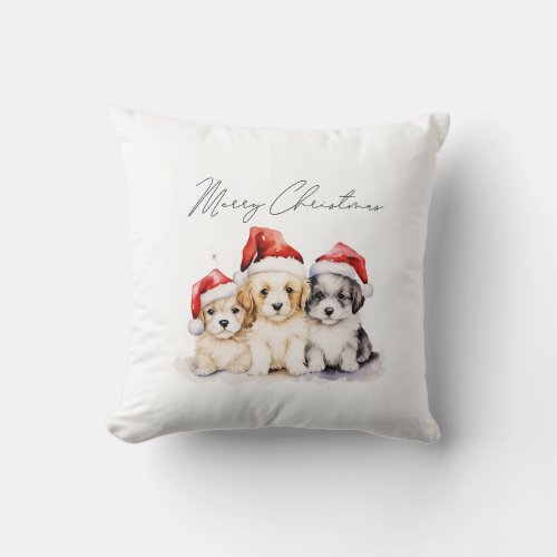 Super cute Christmas puppies Throw Pillow