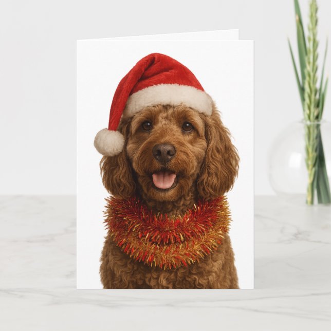 Super cute Cockerpoo Christmas card (Front)