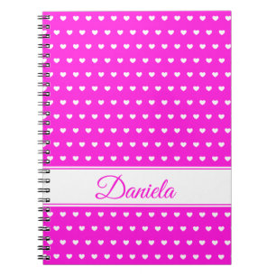 Super Cute Colors Pink And White Hearts, Name Notebook