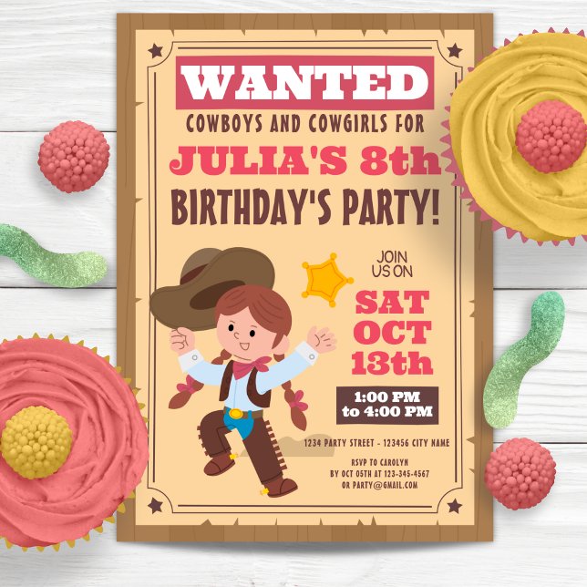 Super Cute Cowgirl Birthday Party Invitation (Super Cute Cowgirl Birthday Party Invitation)