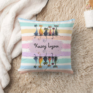 Super Cute Crazy Cat Name Frame Design on this Throw Pillow