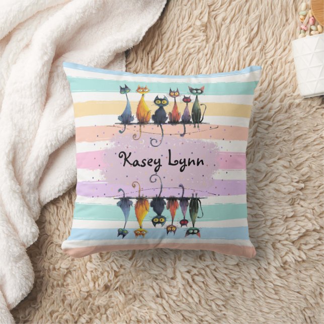 Super Cute Crazy Cat Name Frame Design on this Throw Pillow (Blanket)