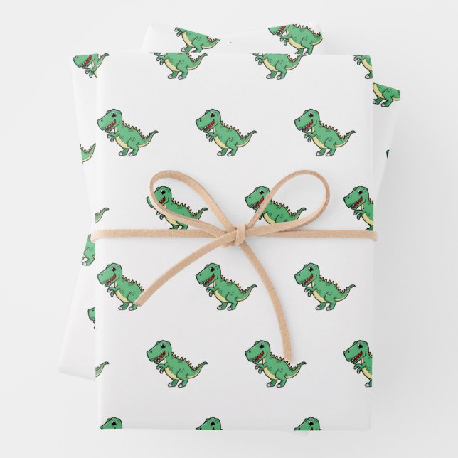 Super Cute Dinosaur Wrapping Paper Sheets (In situ)