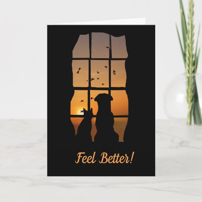 Super Cute Dog and Cat Feel Better Card (Front)
