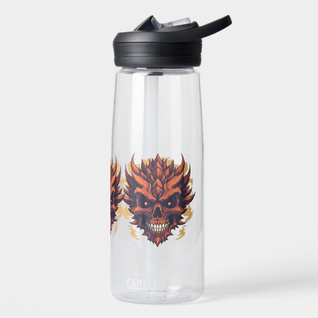 Super Cute Dragon Skull Mascot Water Bottle Design (Left)
