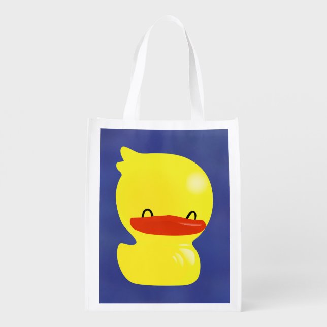 Super Cute Duckie Reusable Grocery Bag (Blue) (Back)