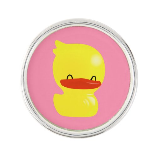 Super Cute Ducky Pink Background Lapel Pin