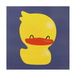 Super Cute Ducky Wood Canvas - Blue Background