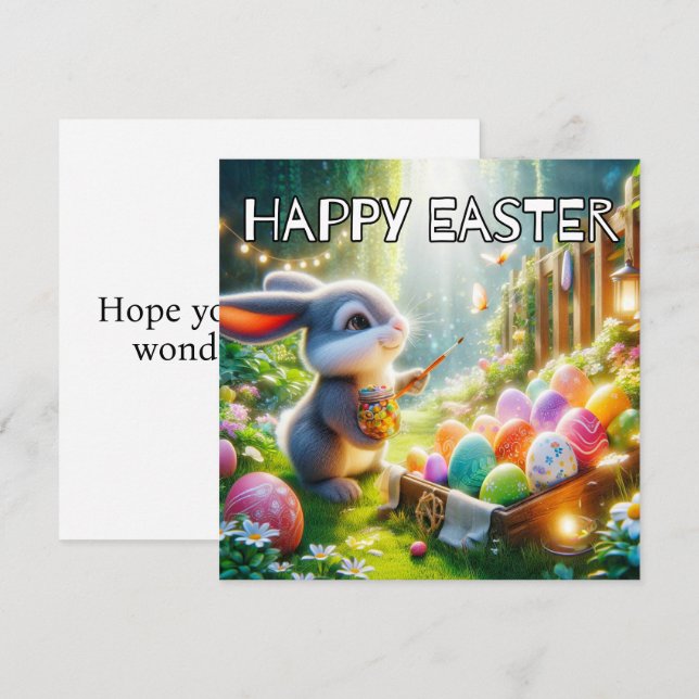 Super Cute Easter Bunny Rabbit Holiday Card (Front/Back)